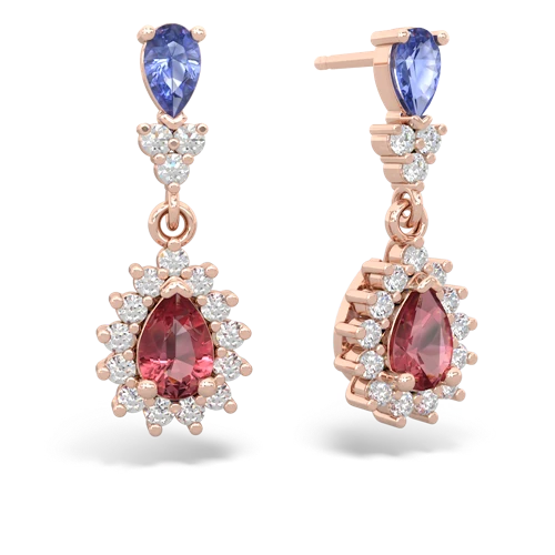 tanzanite-tourmaline dangle earrings