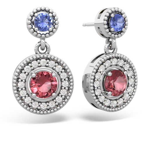 tanzanite-tourmaline halo earrings