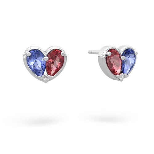 tanzanite-tourmaline one heart earrings