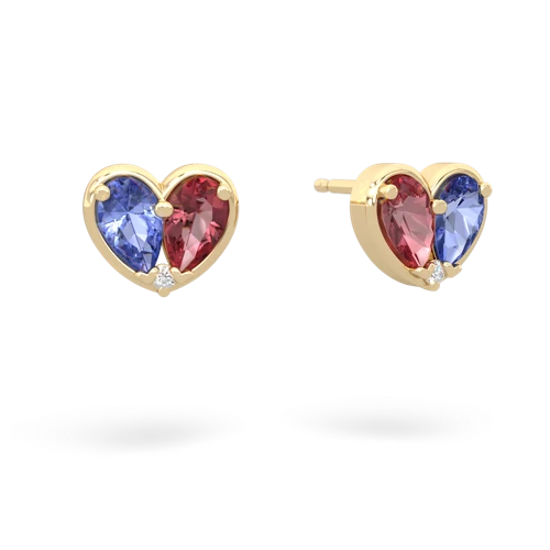 tanzanite-tourmaline one heart earrings