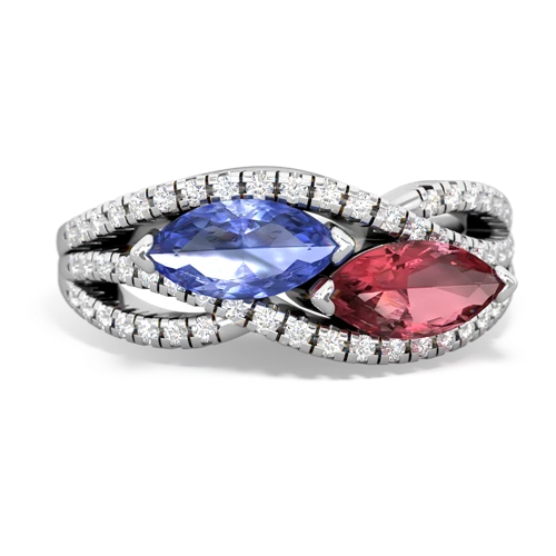 tanzanite-tourmaline double heart ring