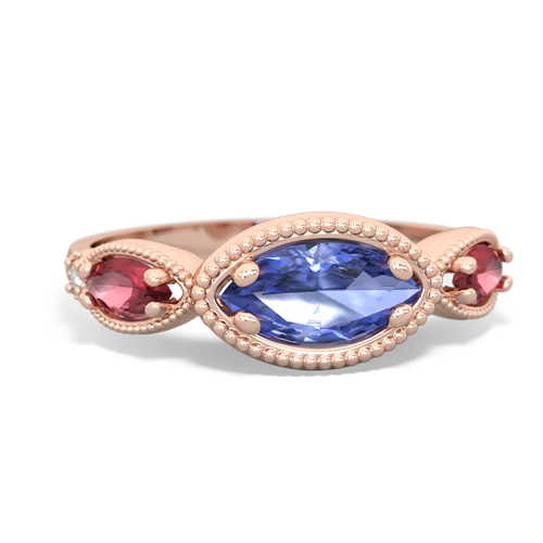 tanzanite-tourmaline milgrain marquise ring