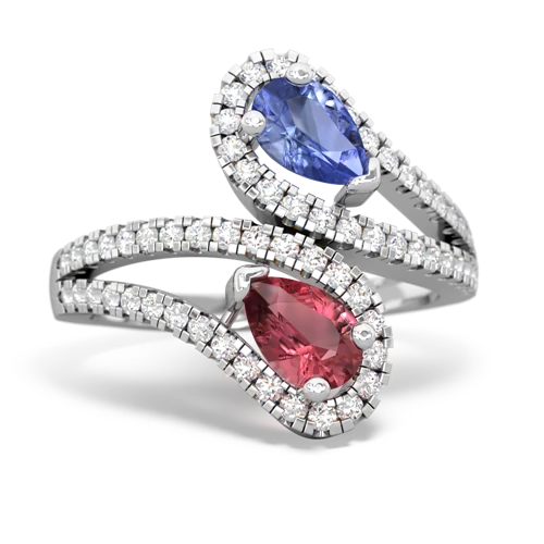 tanzanite-tourmaline pave swirls ring