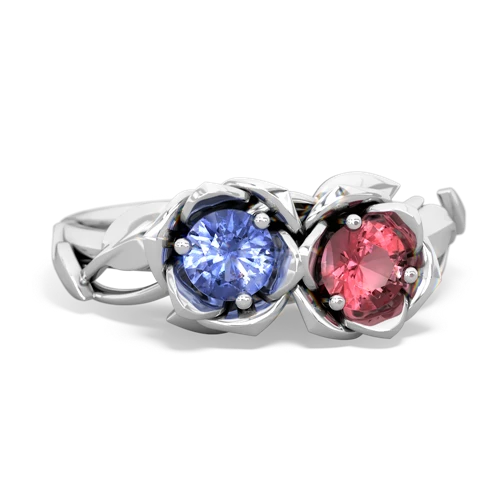 tanzanite-tourmaline roses ring