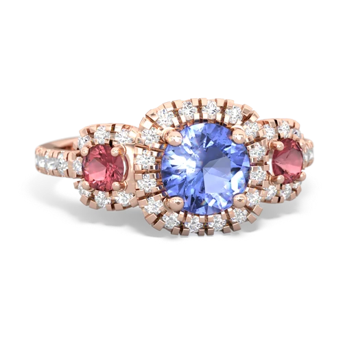 tanzanite-tourmaline three stone regal ring