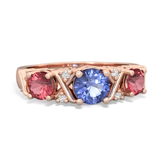 Tanzanite Genuine Tanzanite with Genuine Pink Tourmaline and Genuine Citrine Hugs and Kisses ring Ring