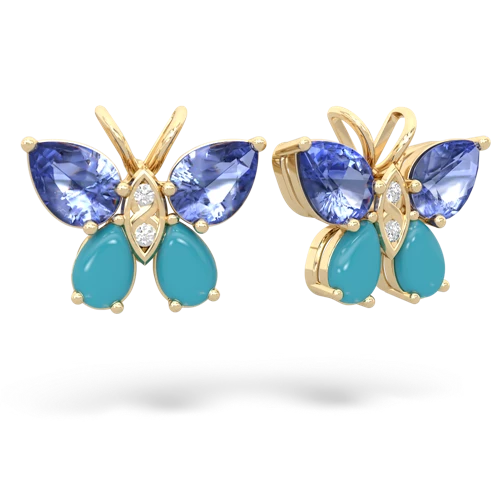 tanzanite-turquoise butterfly earrings