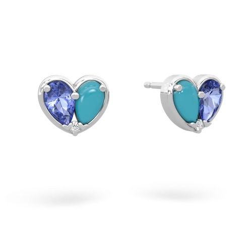 tanzanite-turquoise one heart earrings