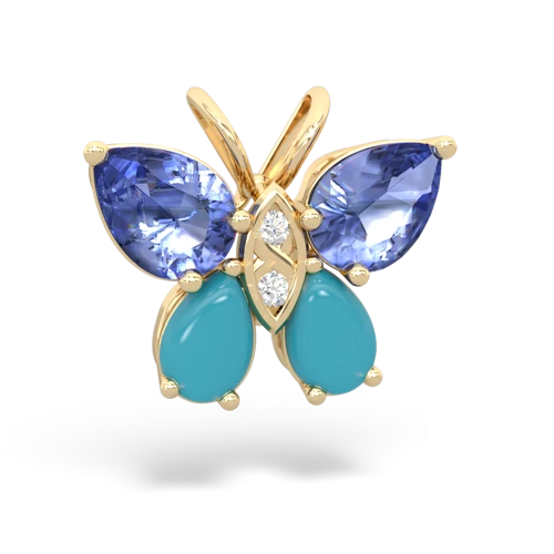 tanzanite-turquoise butterfly pendant