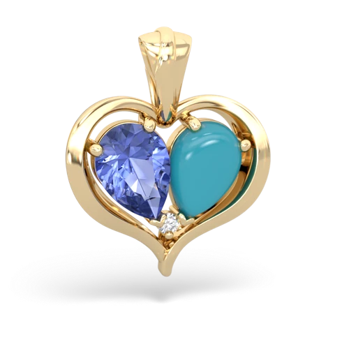 tanzanite-turquoise half heart whole pendant