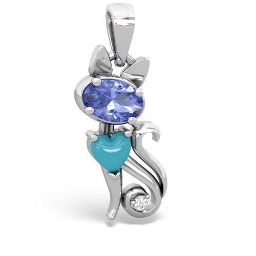 tanzanite-turquoise kitten pendant