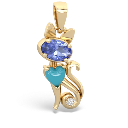 tanzanite-turquoise kitten pendant