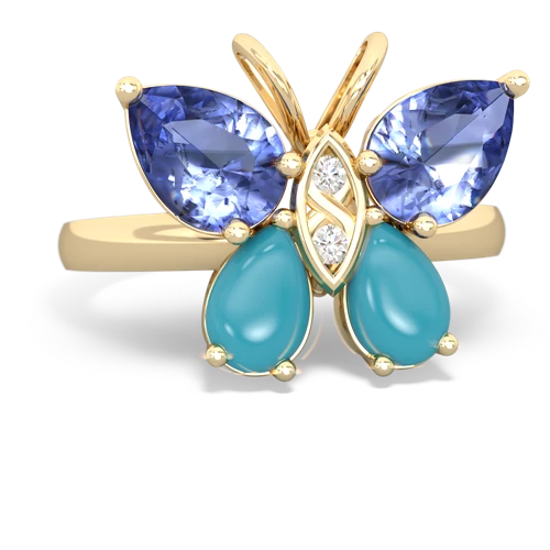 tanzanite-turquoise butterfly ring