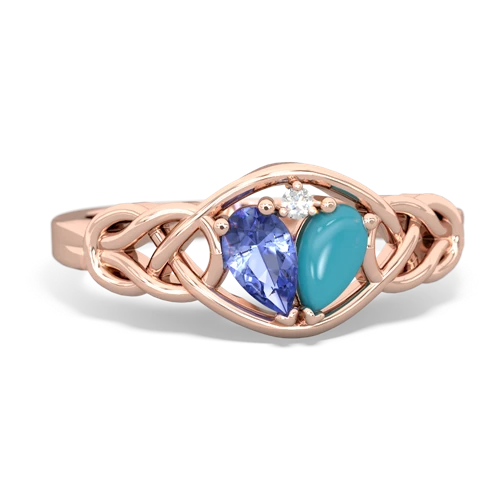 tanzanite-turquoise celtic knot ring