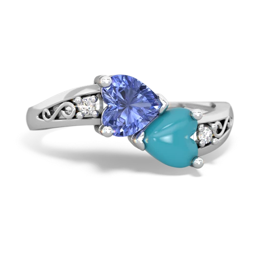 tanzanite-turquoise filligree ring