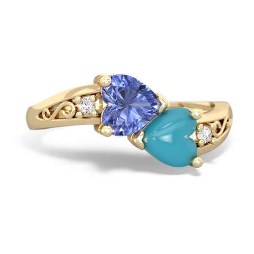 tanzanite-turquoise filligree ring