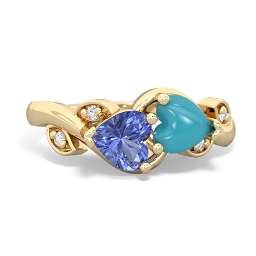 tanzanite-turquoise floral keepsake ring