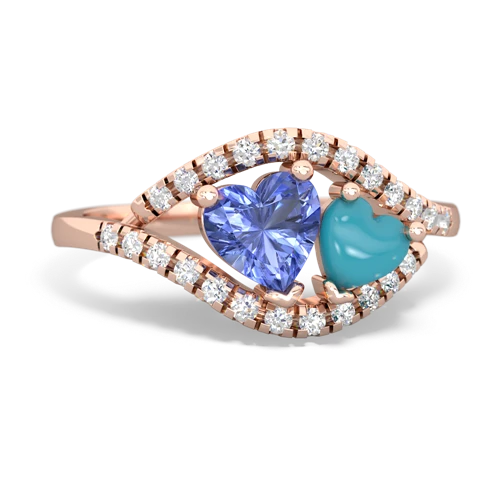 tanzanite-turquoise mother child ring