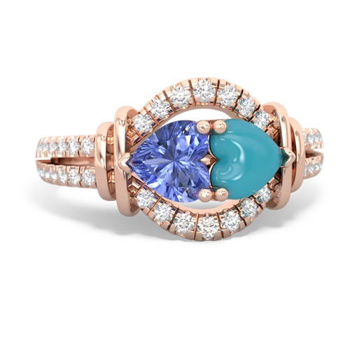 tanzanite-turquoise pave keepsake ring