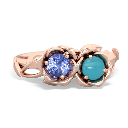 tanzanite-turquoise roses ring