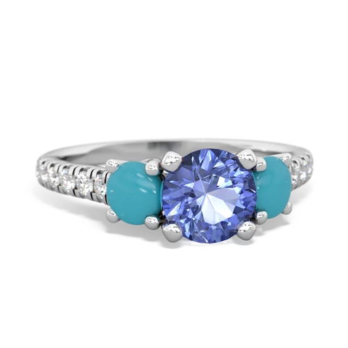 tanzanite-turquoise trellis pave ring