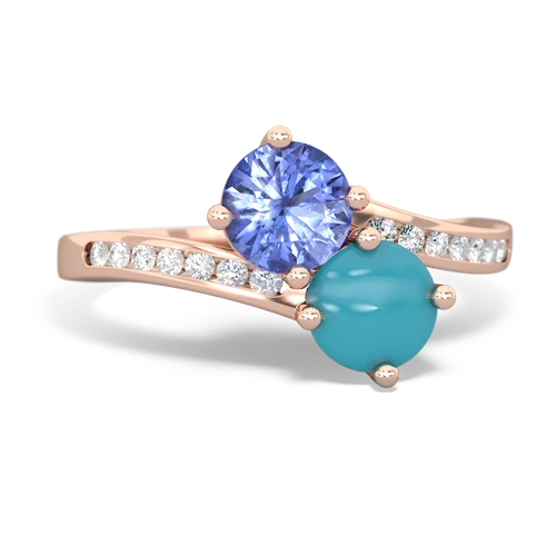 tanzanite-turquoise two stone channel ring
