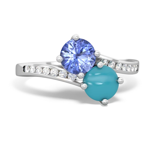 tanzanite-turquoise two stone channel ring