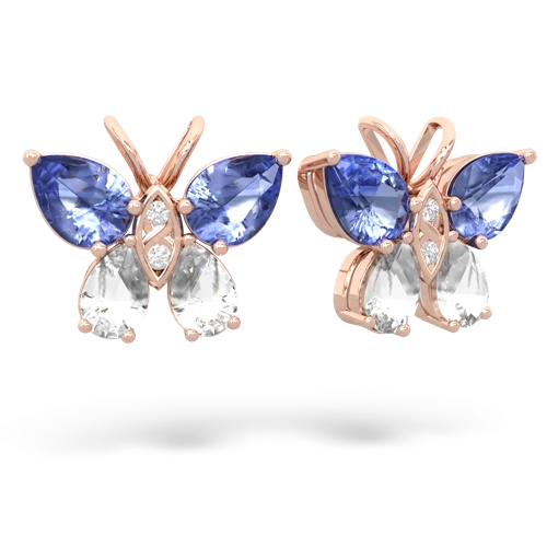 tanzanite-white topaz butterfly earrings