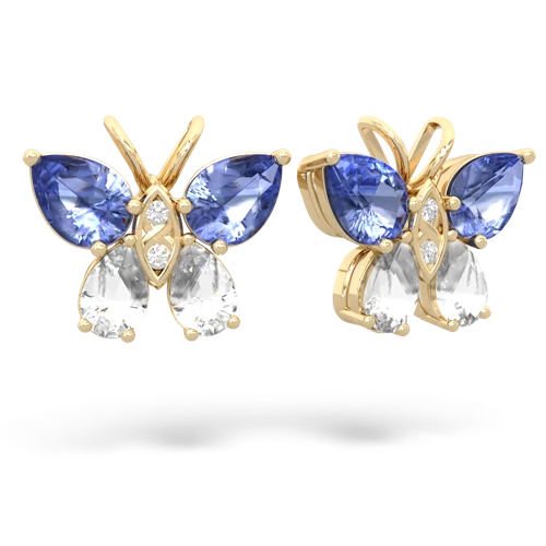 tanzanite-white topaz butterfly earrings