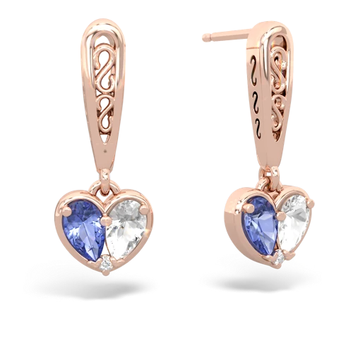 tanzanite-white topaz filligree earrings