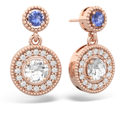 tanzanite-white topaz halo earrings
