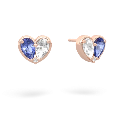 tanzanite-white topaz one heart earrings