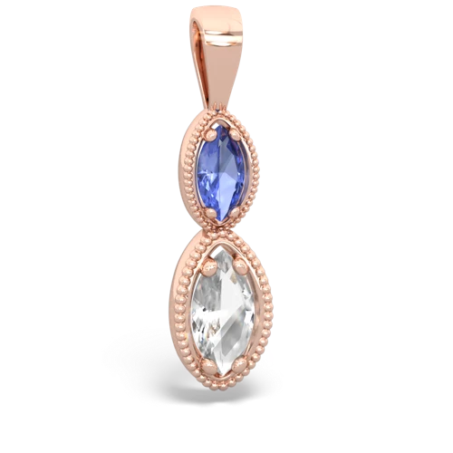 Tanzanite Genuine Tanzanite with Genuine White Topaz Antique-style Halo pendant Pendant