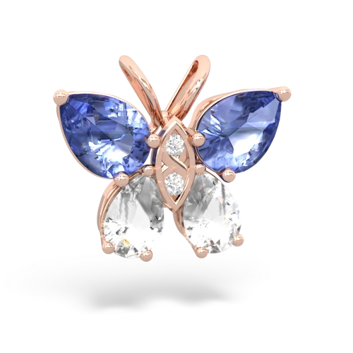 tanzanite-white topaz butterfly pendant