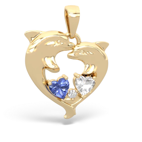 Tanzanite Genuine Tanzanite with Genuine White Topaz Dolphin Heart pendant Pendant