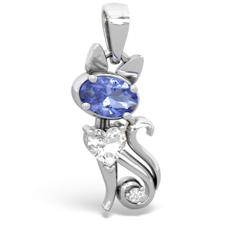 tanzanite-white topaz kitten pendant