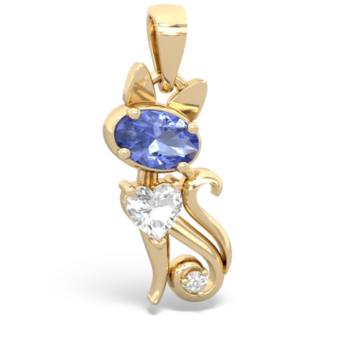 tanzanite-white topaz kitten pendant