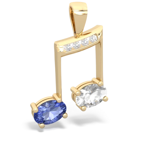 tanzanite-white topaz music notes pendant