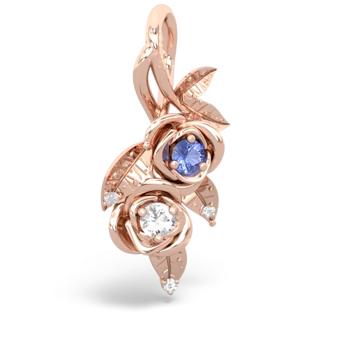 Tanzanite Genuine Tanzanite with Genuine White Topaz Rose Vine pendant Pendant