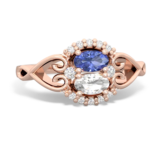 tanzanite-white topaz antique keepsake ring