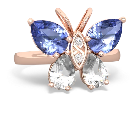 tanzanite-white topaz butterfly ring