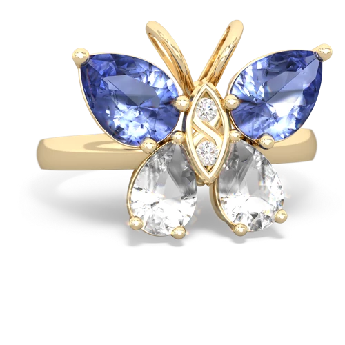 tanzanite-white topaz butterfly ring