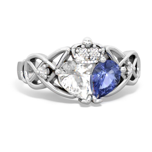 tanzanite-white topaz claddagh ring