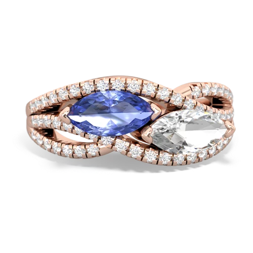 tanzanite-white topaz double heart ring