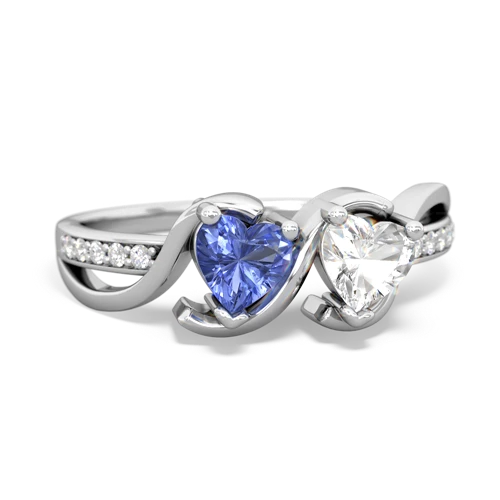 tanzanite-white topaz double heart ring