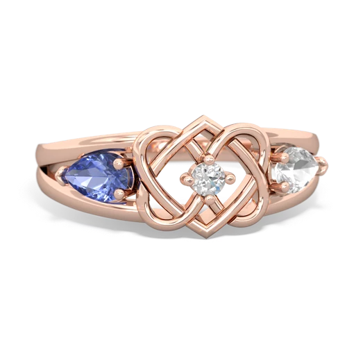 tanzanite-white topaz double heart ring