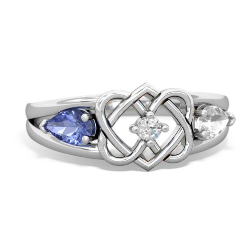 tanzanite-white topaz double heart ring