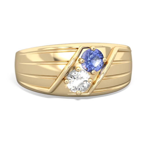 Tanzanite Genuine Tanzanite with Genuine White Topaz Art Deco Men's ring Ring