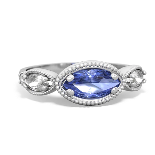 Tanzanite Genuine Tanzanite with Genuine White Topaz and Genuine Sapphire Antique Style Keepsake ring Ring