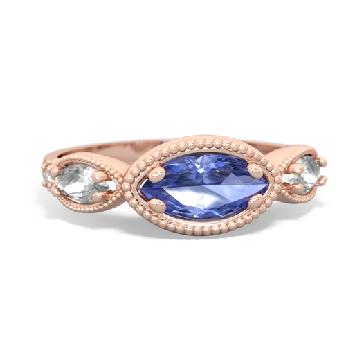 tanzanite-white topaz milgrain marquise ring